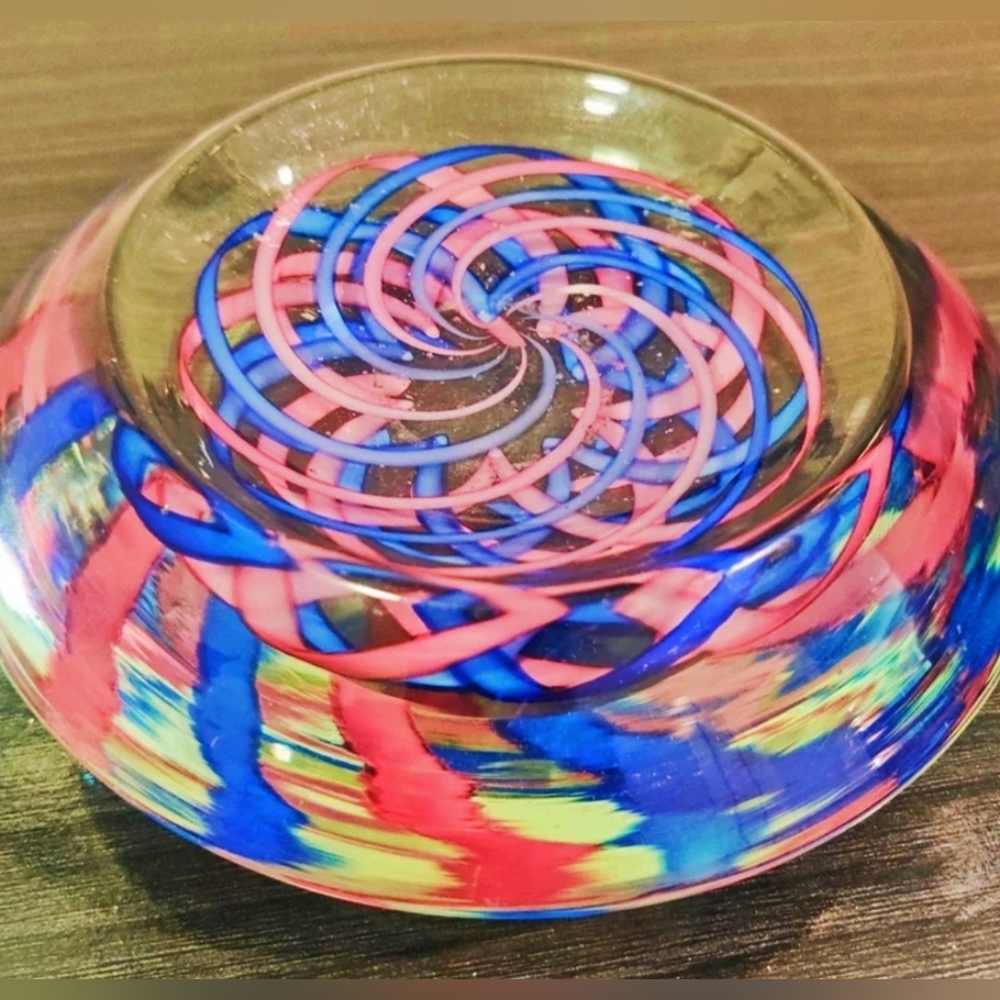 VTG RARE Murano Nastro Richiamato Art Glass Handblown bowl by Archimede Seguso